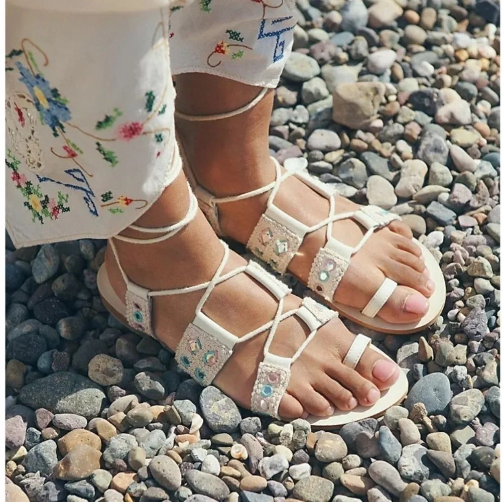 Free People Lace Up Mantra Mirror Sandals